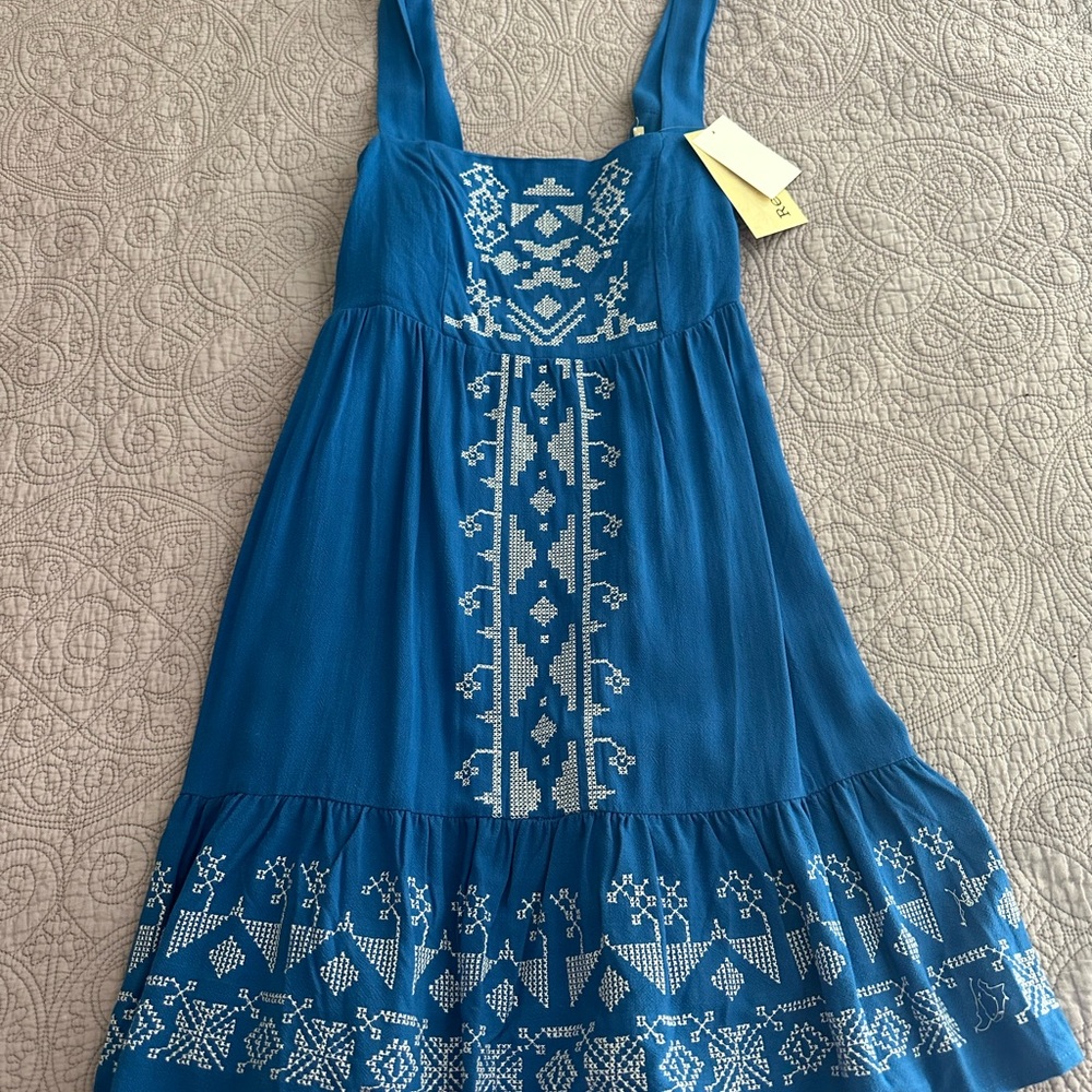 Kohl's Ibiza Blue Dress with White Embroidery